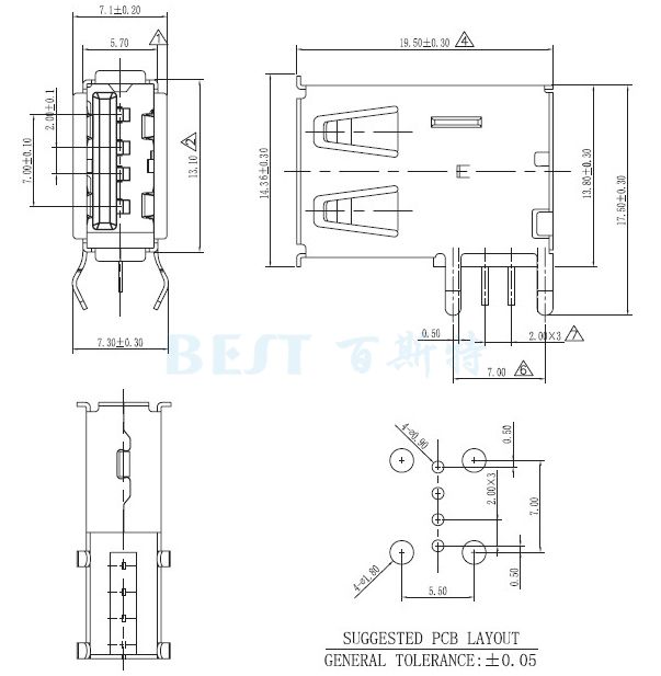 USB插座USB-A-05 USB插座USB-A-05