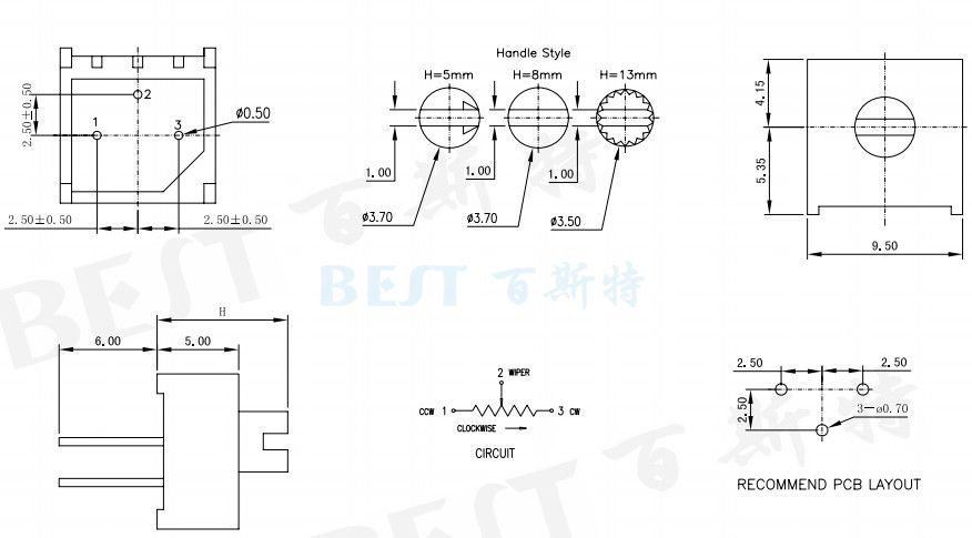 3386P電位器_參考圖紙 3386P電位器_參考圖紙