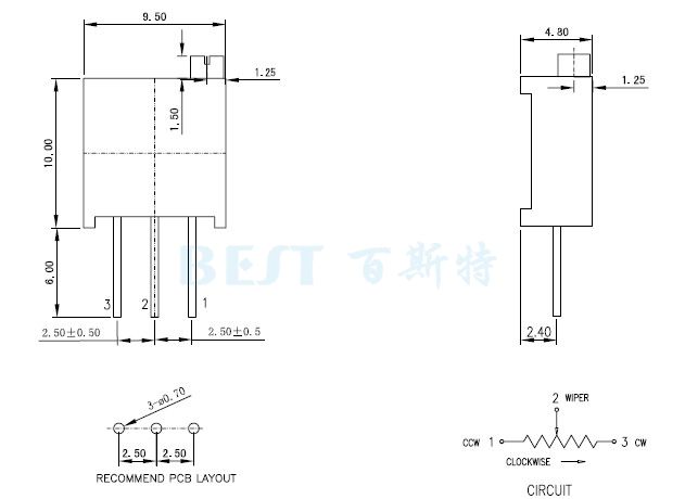 3296電位器_3296W_參考圖紙 3296電位器_3296W_參考圖紙