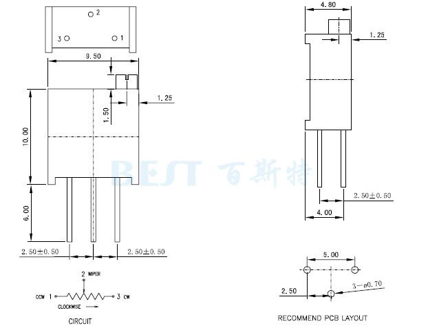 3296可調(diào)電阻_3296Y_參考圖紙 3296可調(diào)電阻_3296Y_參考圖紙