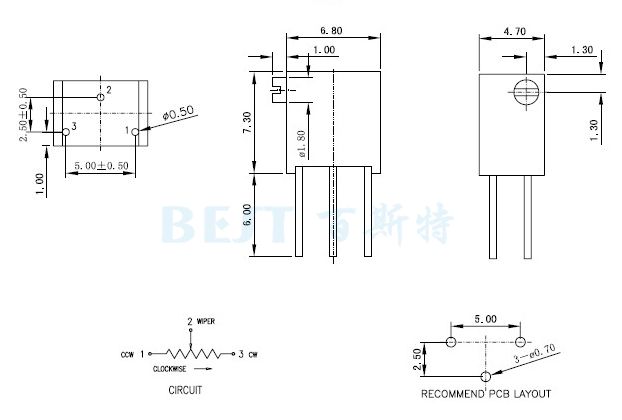 3266可調(diào)電阻_3266X_參考圖紙 3266可調(diào)電阻_3266X_參考圖紙