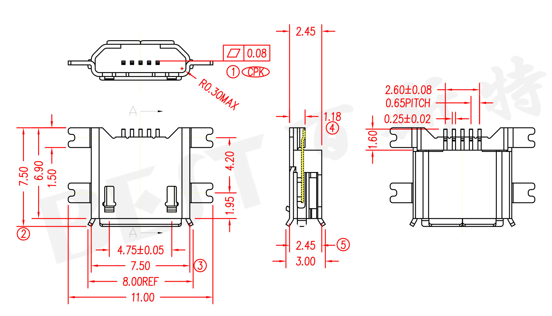 USB插座USB-MC-001-07_參考圖紙 USB插座USB-MC-001-07_參考圖紙