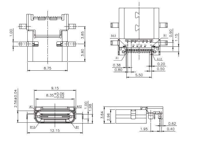 USB插座USB-C-03_參考圖紙 USB插座USB-C-03_參考圖紙