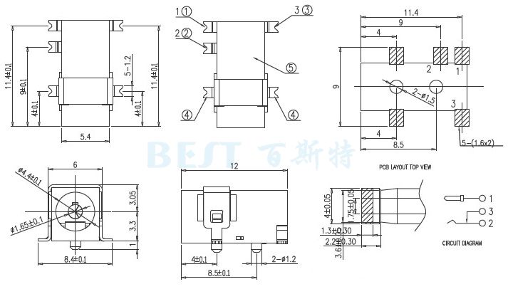 dc電源插座dc-098_參考圖紙 dc電源插座dc-098_參考圖紙