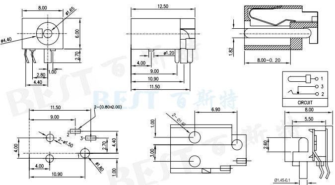 dc電源插座dc-023_參考圖紙 dc電源插座dc-023_參考圖紙